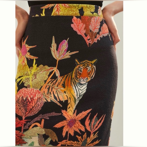 $100 Anthropologie +Michelle Morin Artist Collab Tiger Knit Skirt Sz M - Picture 3 of 8